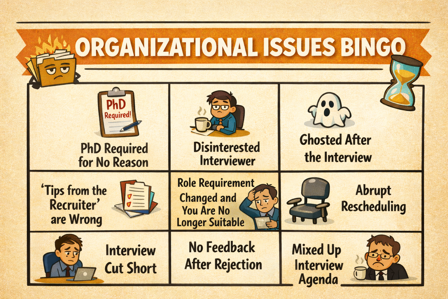Organisational issues bingo